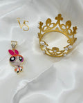 Valdes Luxury Cartoon Girl Pink Enamel Pendant – 14K Gold Plated, High Quality Everyday Jewelry