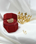 Valdes Luxury Gold Laminated 14K Multi Row Zirconia Band Ring High Quality Daily Wear