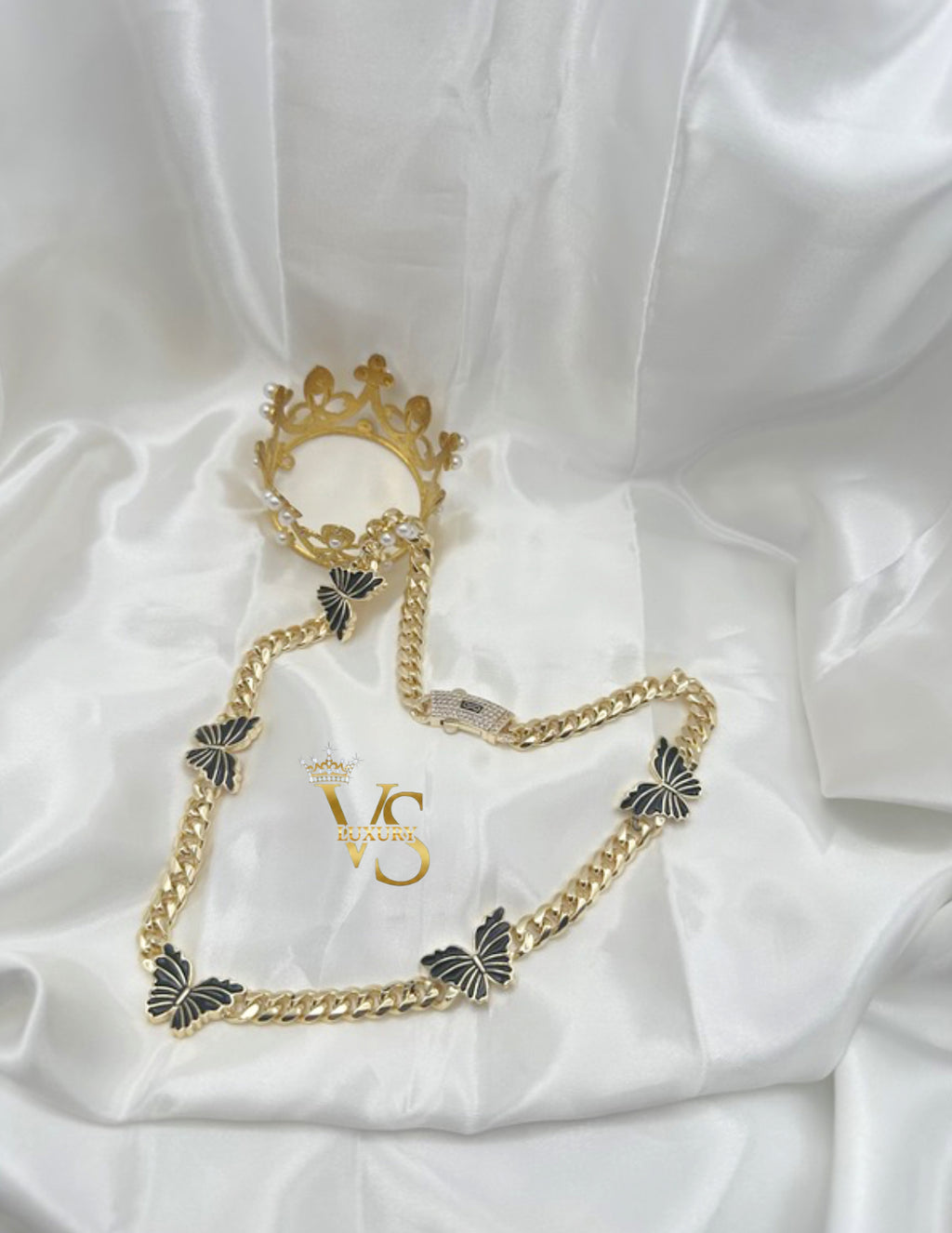 Valdes Luxury Butterfly Chain Necklace – 14K Gold Plated Laminated Jewelry