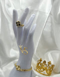Valdes Luxury Floral Bracelet & Ring Set – 14K Gold Plated