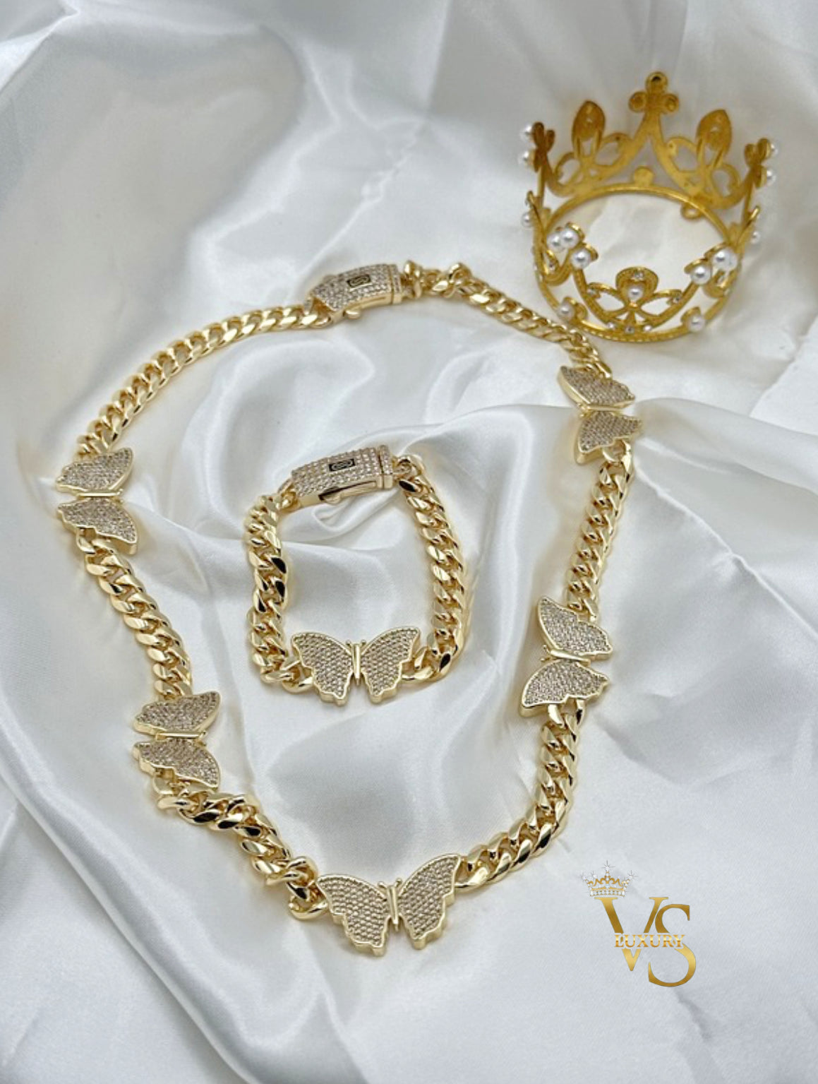 Valdes Luxury Monaco Butterfly Set – 14K Gold Plated Necklace & Bracelet