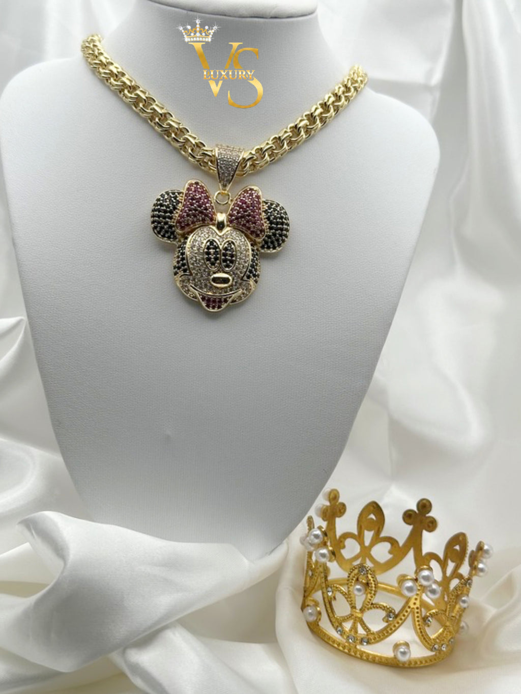 Valdes Luxury Cartoon Bow Pendant Chain – 14K Gold Plated, High Quality Everyday Jewelry