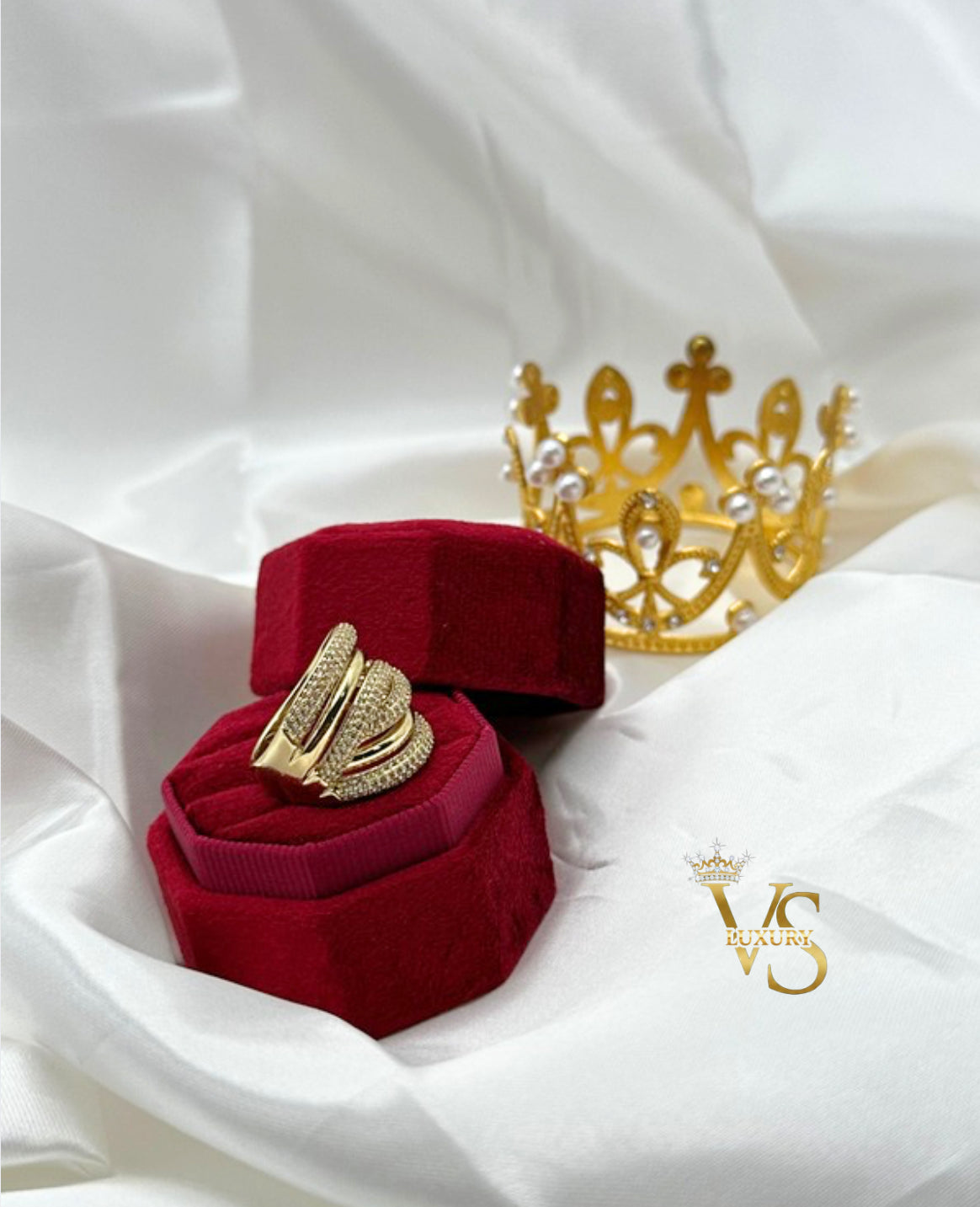 Valdes Luxury Gold Plated 14K Multi Band Zirconia Ring – Elegant Daily Wear Statement Ring