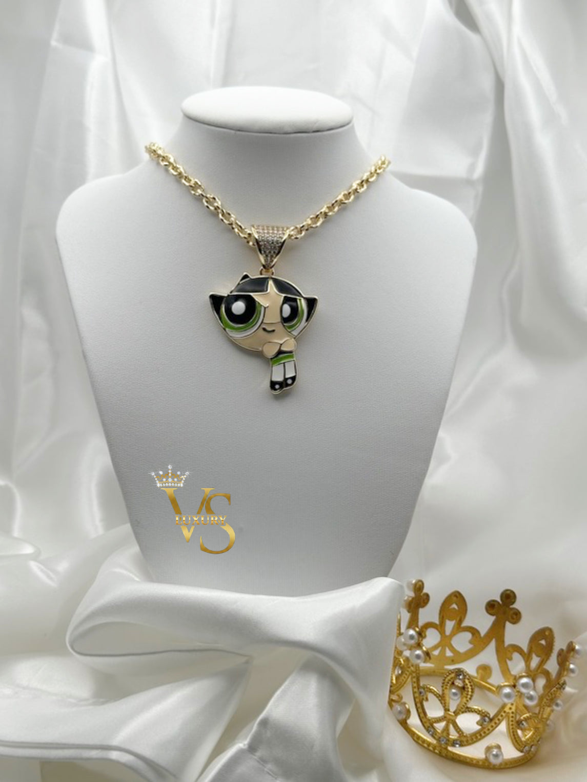 Valdes Luxury Cartoon Girl Pendant Chain – 14K Gold Plated, High Quality Everyday Jewelry
