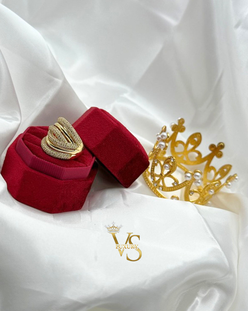 Valdes Luxury Gold Plated 14K Multi Band Zirconia Ring – Elegant Daily Wear Statement Ring