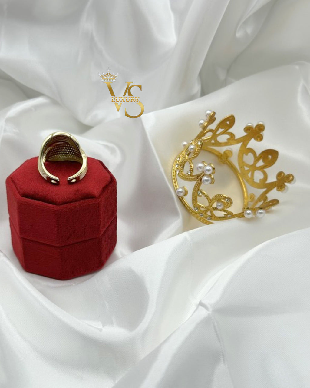 Valdes Luxury Adjustable Zirconia Band Ring – 14K Gold Laminated Open Ring