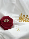 Valdes Luxury Gold Laminated 14K Red Zirconia Statement Ring High Quality Daily Wear