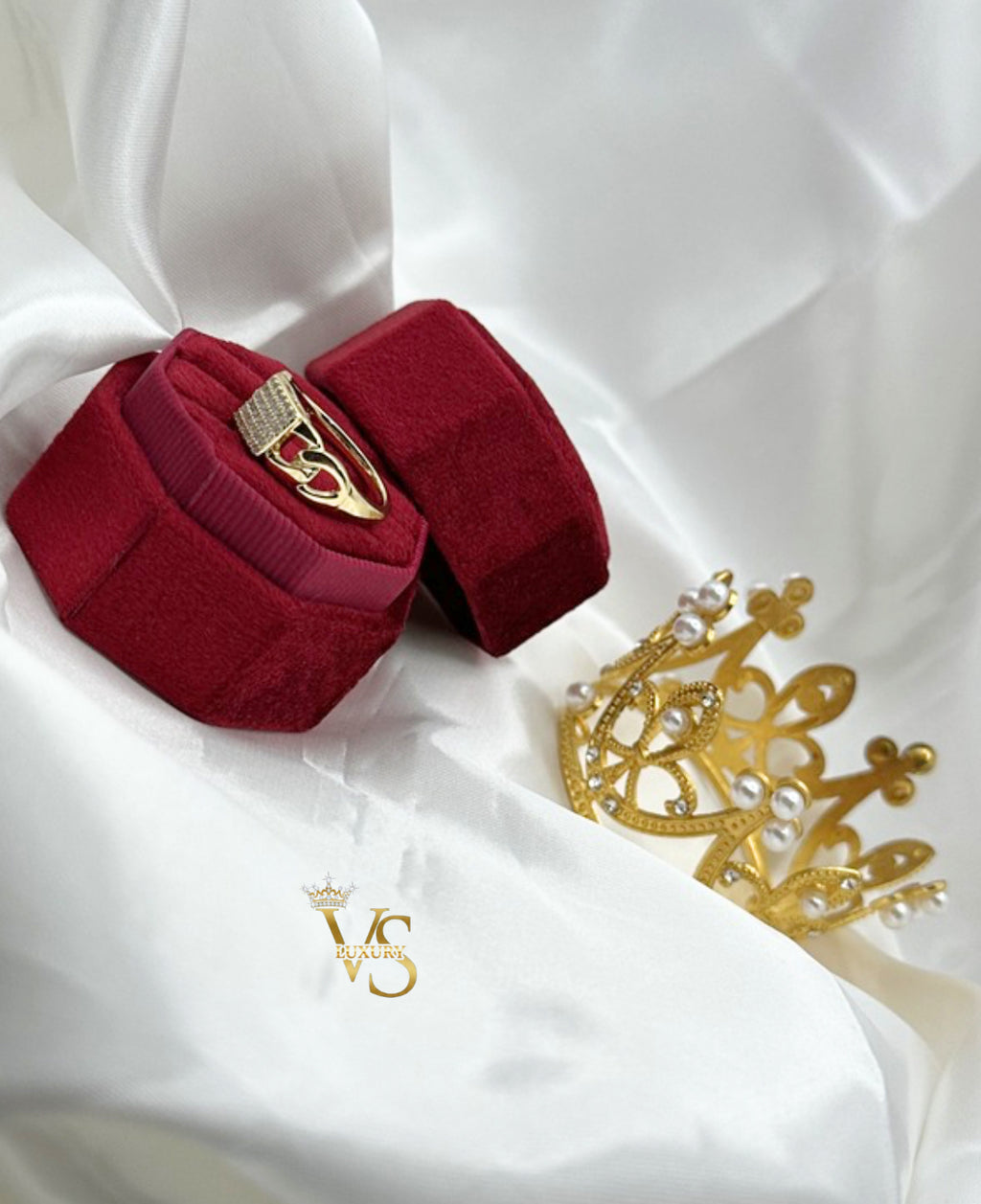 Valdes Luxury Gold Laminated 14K Chain Style Zirconia Ring High Quality Daily Wear