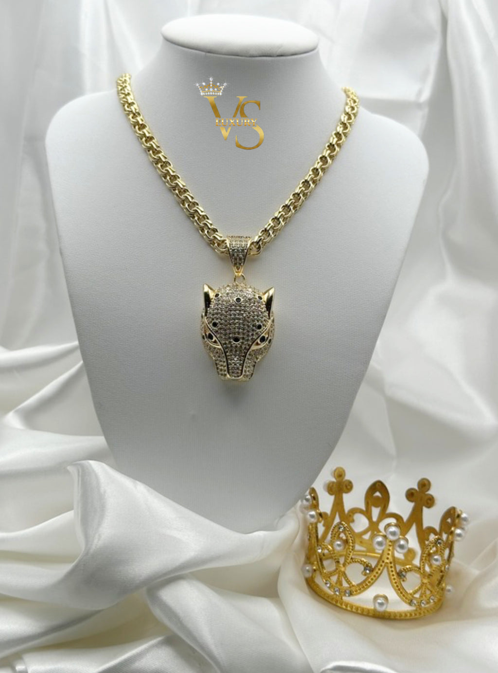 Valdes Luxury Panther Head Pendant Chain – 14K Gold Plated, High Quality Statement Jewelry