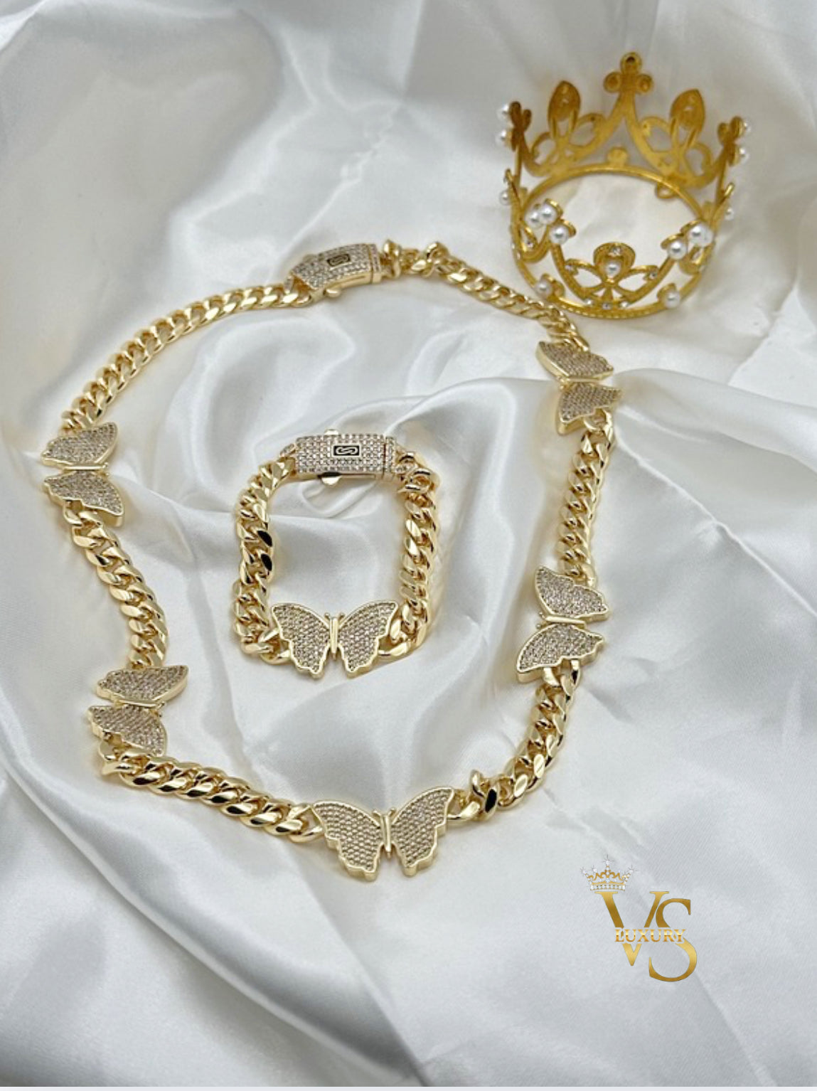 Valdes Luxury Monaco Butterfly Set – 14K Gold Plated Necklace & Bracelet