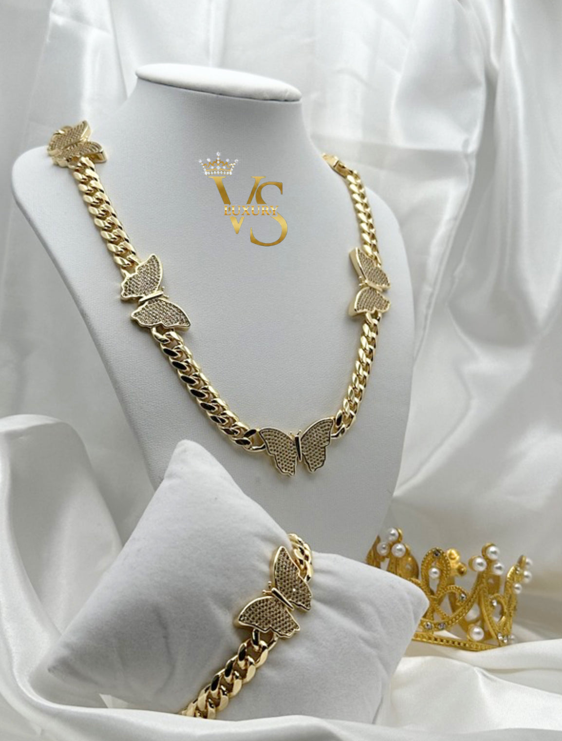Valdes Luxury Monaco Butterfly Set – 14K Gold Plated Necklace & Bracelet