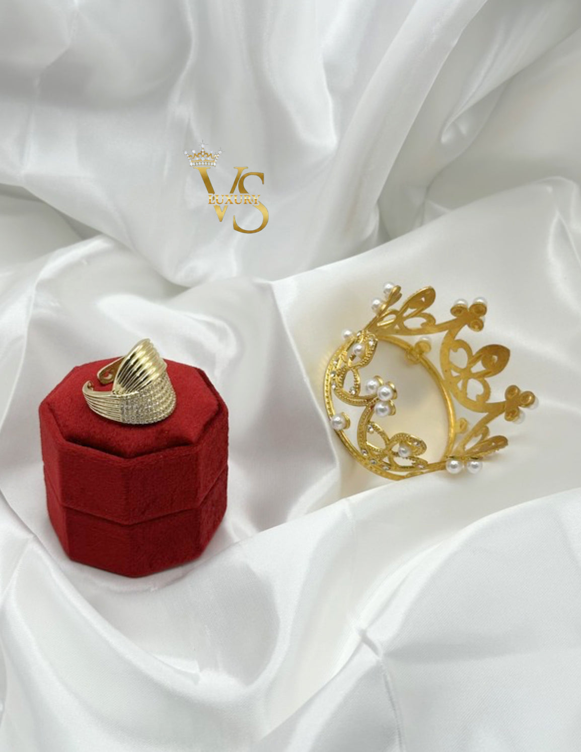 Valdes Luxury Adjustable Zirconia Band Ring – 14K Gold Laminated Open Ring