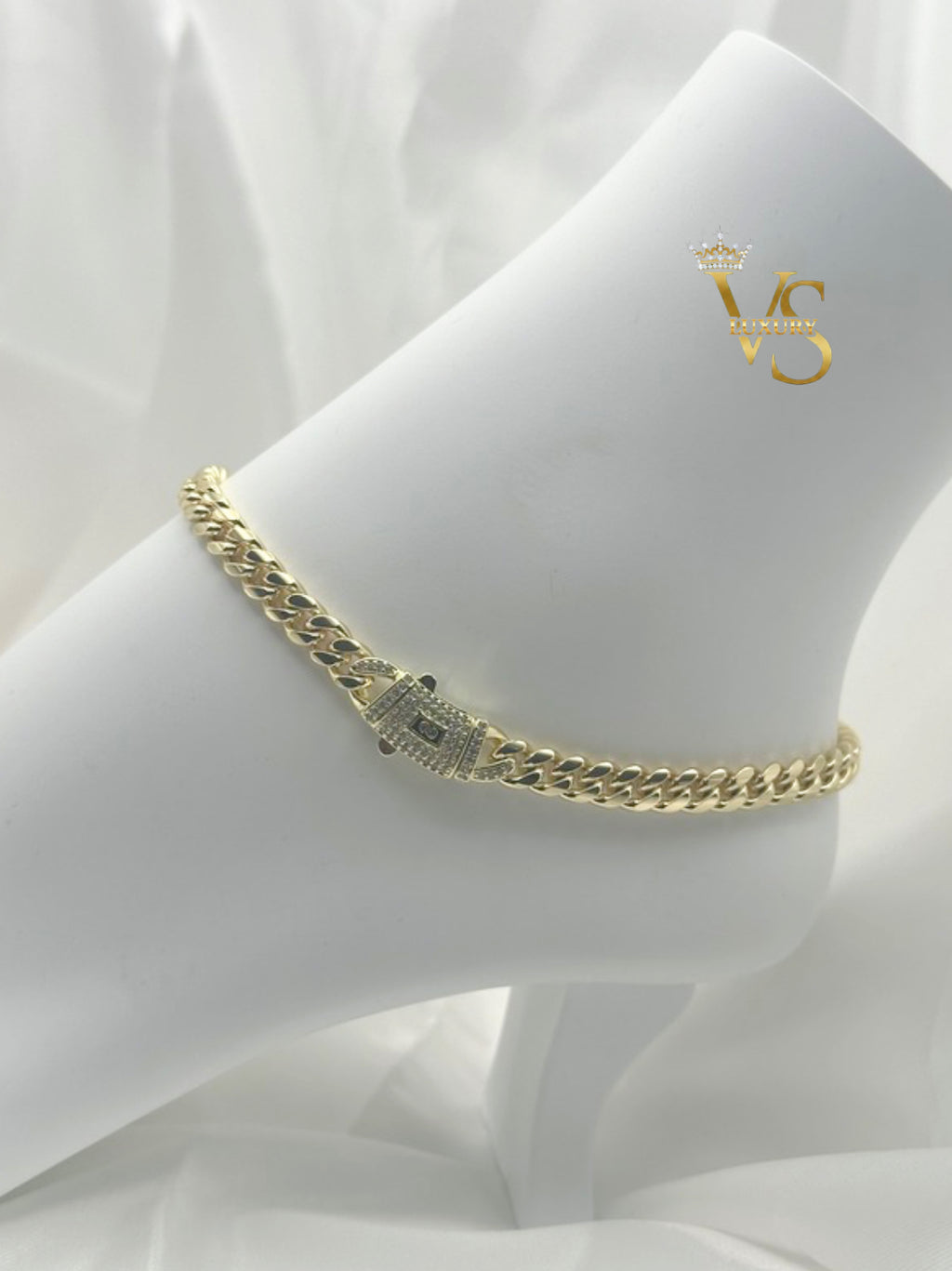 Valdes Luxury 14K Gold Plated Anklet with Zirconia Clasp High Quality Daily Wear Jewelr
