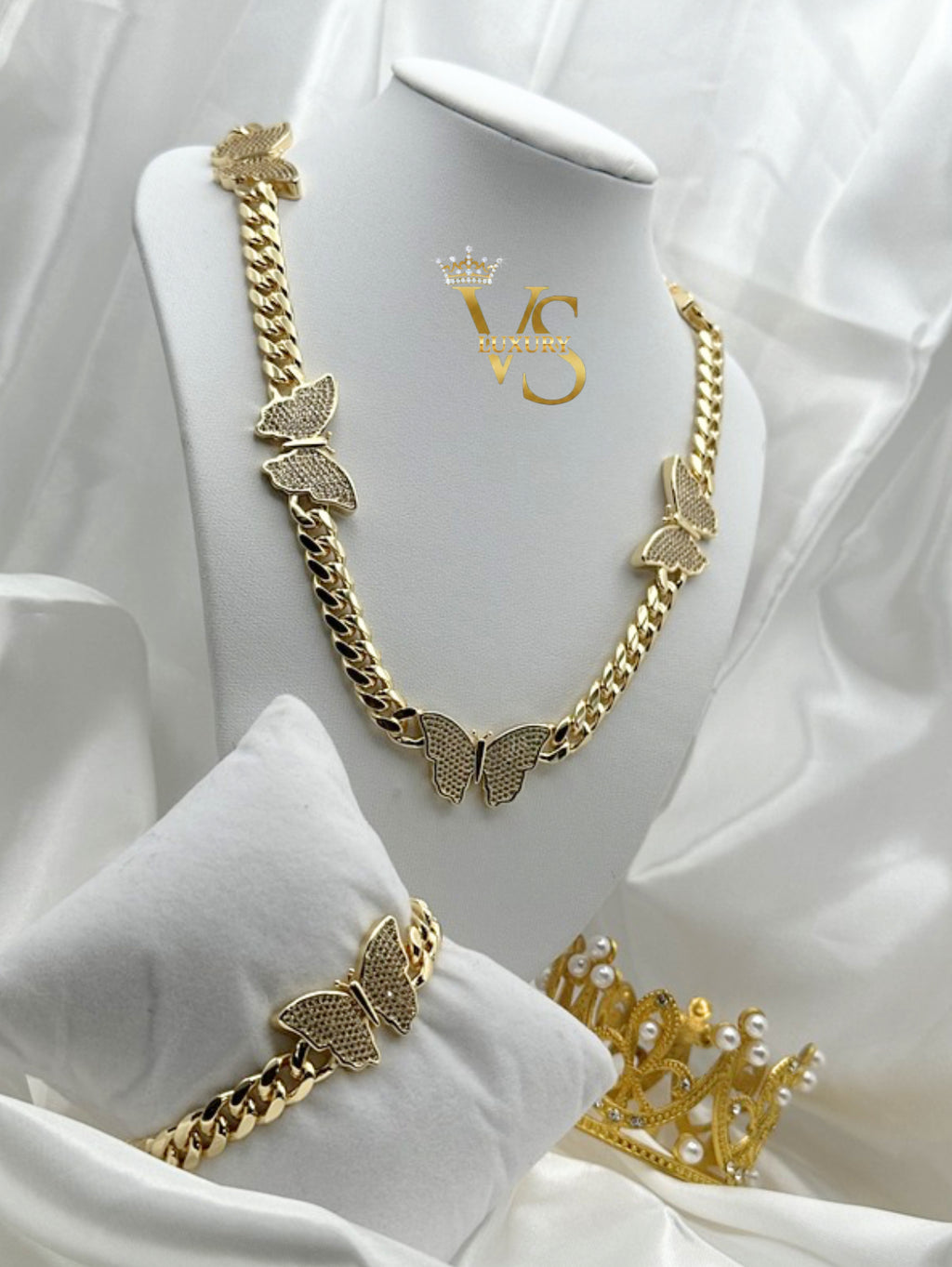 Valdes Luxury Monaco Butterfly Set – 14K Gold Plated Necklace & Bracelet