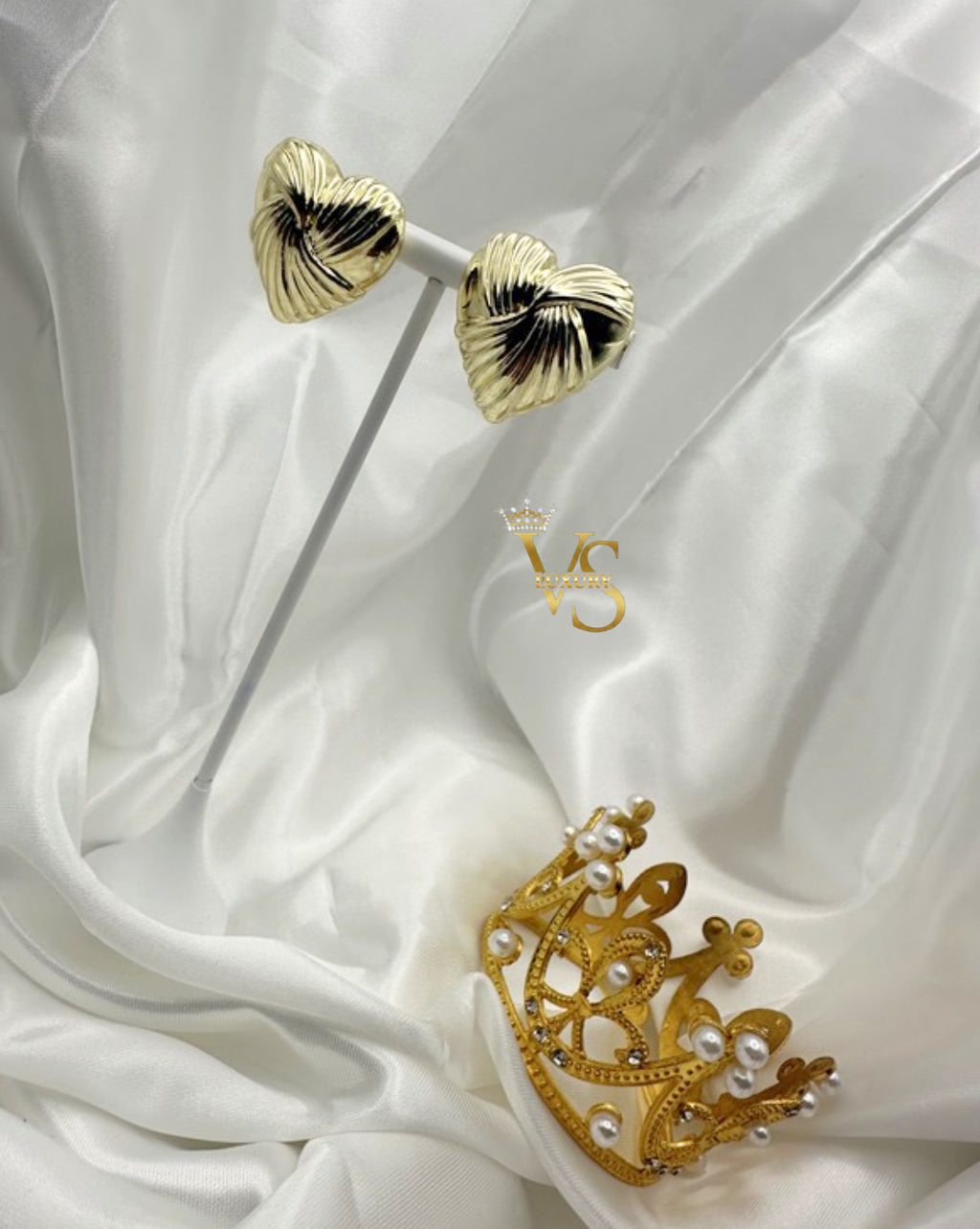 Valdes Luxury Heart Statement Earrings – 14K Gold Plated