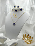 Valdes Luxury Blue Flower Jewelry Set – 14K Gold Laminated
