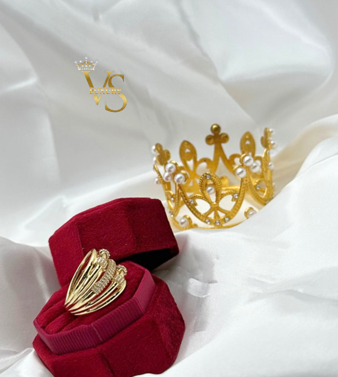 Valdes Luxury Gold Laminated 14K Multi Band Zirconia Ring High Quality Daily Wear
