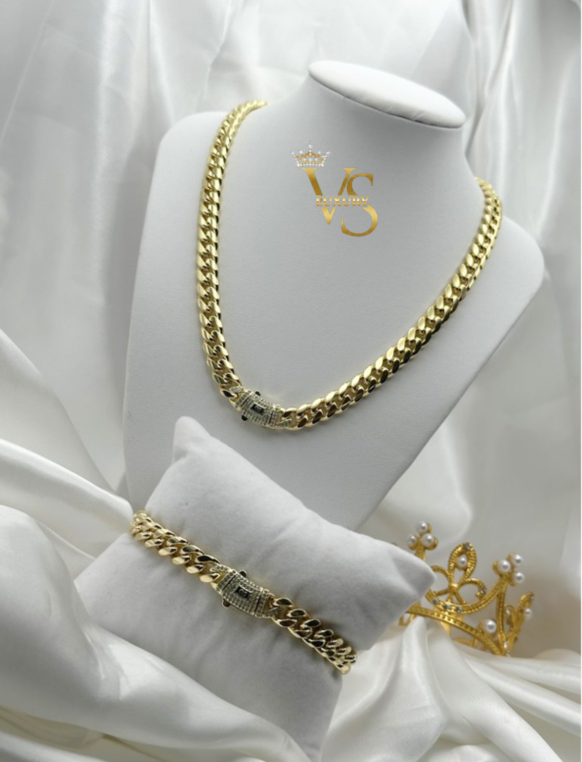 Valdes Luxury Monaco Cuban Link Chain & Bracelet Set – 14K Gold Plated, High Quality Everyday Jewelry
