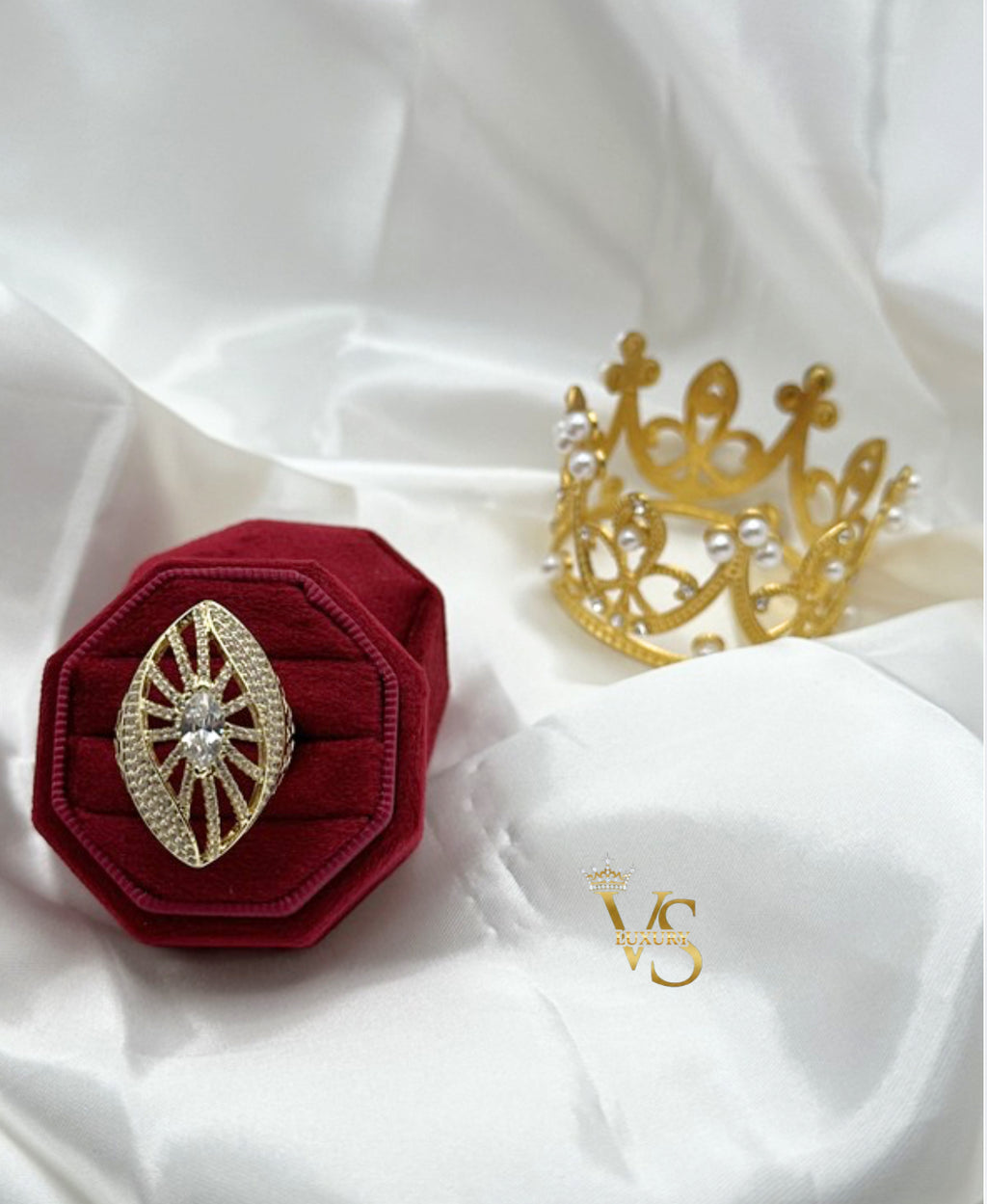 Valdes Luxury 14K Gold Plated Marquise Zirconia Statement Ring – High Quality Daily Wear Ring