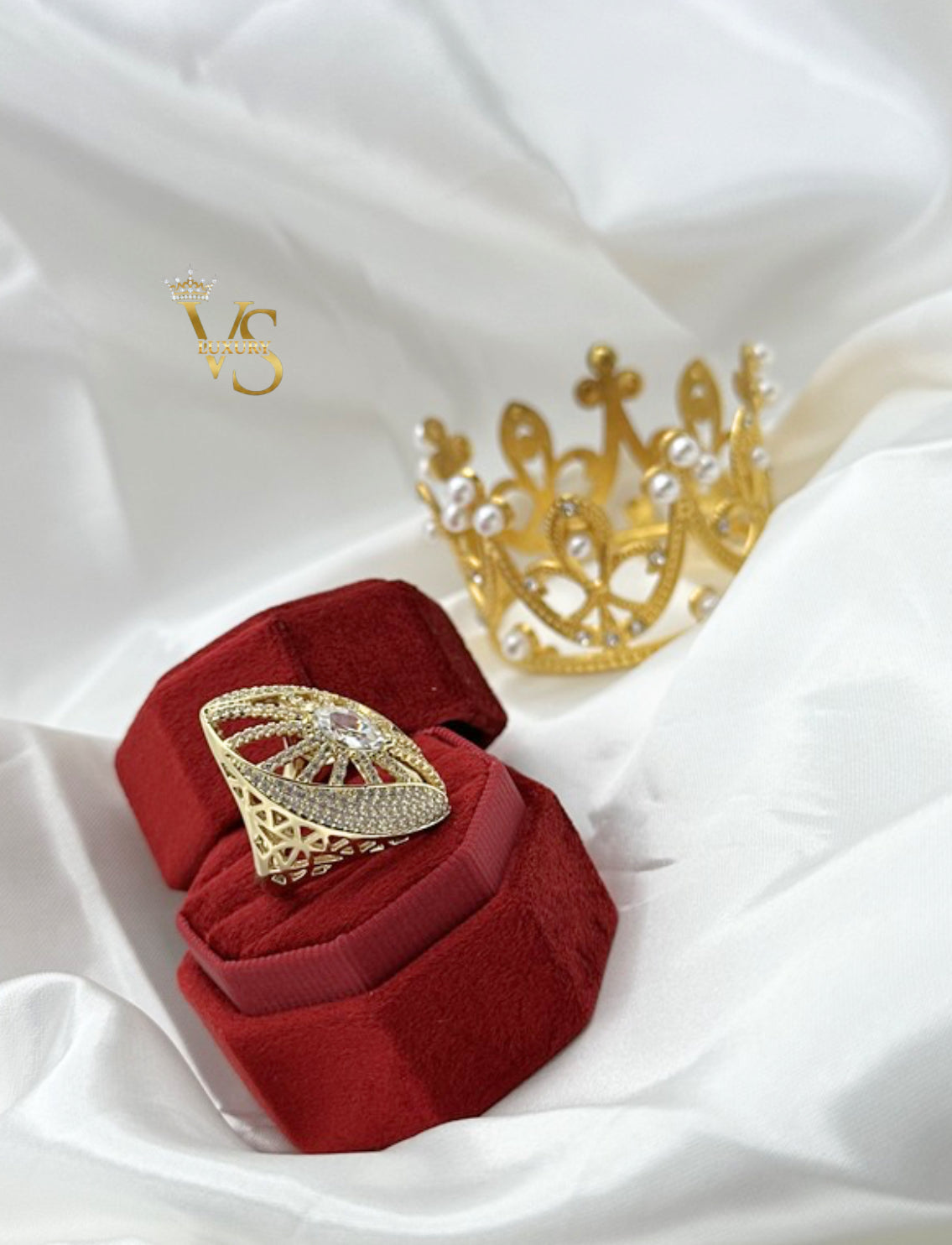 Valdes Luxury 14K Gold Plated Marquise Zirconia Statement Ring – High Quality Daily Wear Ring