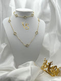 Valdes Luxury Clover Station Necklace 14K Gold Plated – Zirconia Details, Elegant High Quality Daily Wear Jewelry