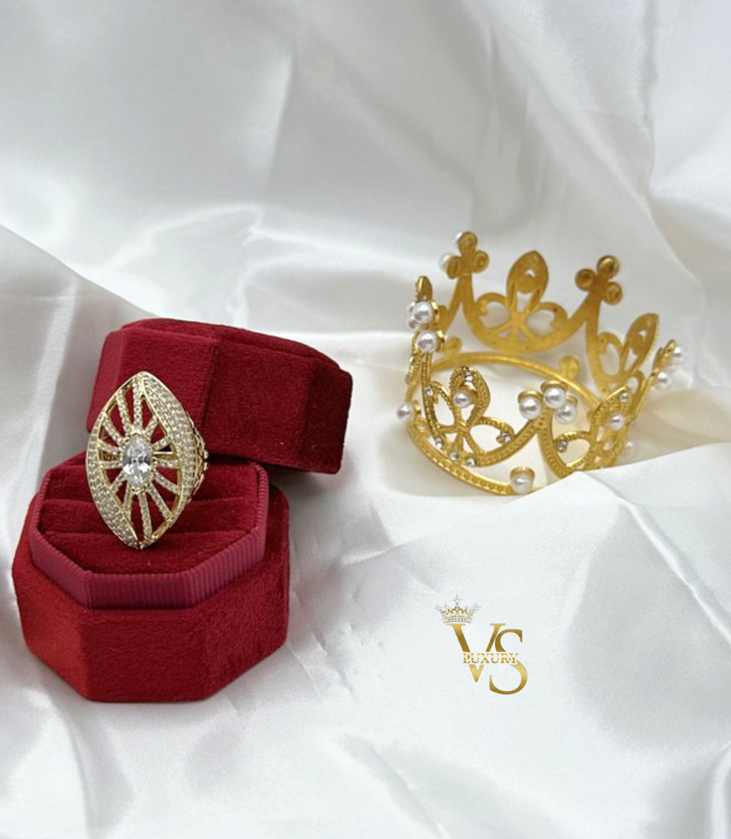 Valdes Luxury 14K Gold Plated Marquise Zirconia Statement Ring – High Quality Daily Wear Ring
