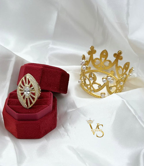 Valdes Luxury 14K Gold Plated Marquise Zirconia Statement Ring – High Quality Daily Wear Ring