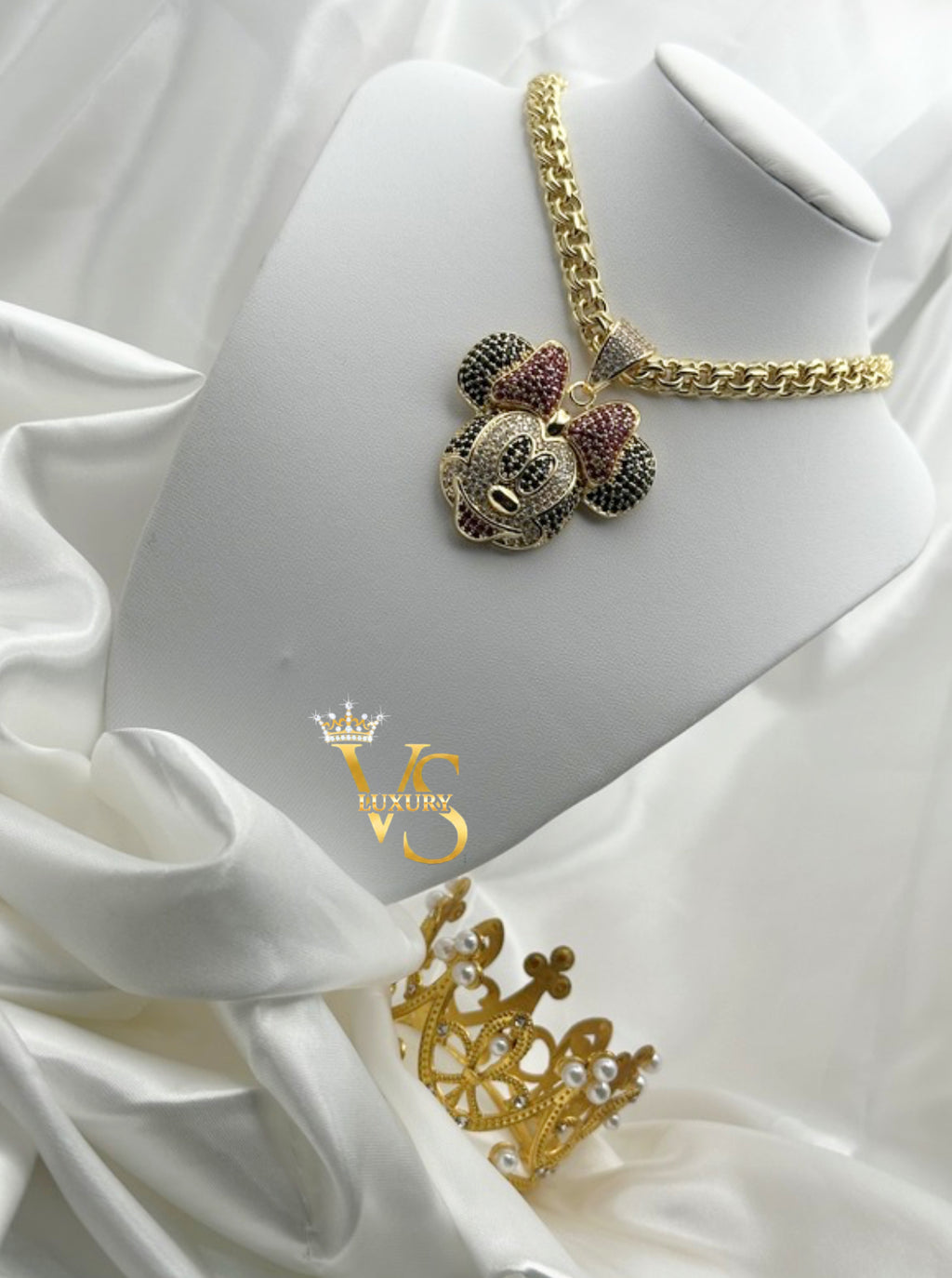 Valdes Luxury Cartoon Bow Pendant Chain – 14K Gold Plated, High Quality Everyday Jewelry