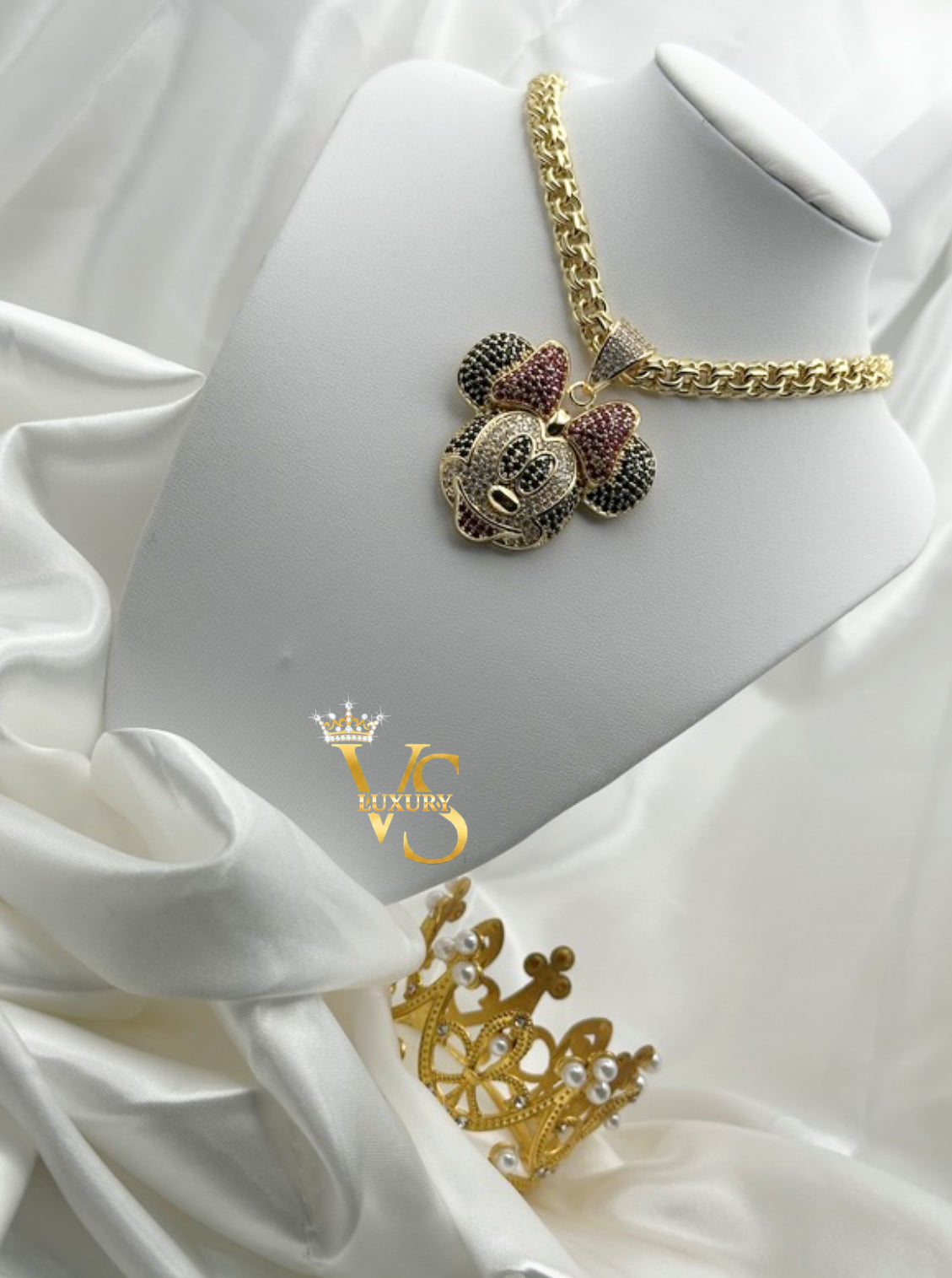 Valdes Luxury Cartoon Bow Pendant Chain – 14K Gold Plated, High Quality Everyday Jewelry