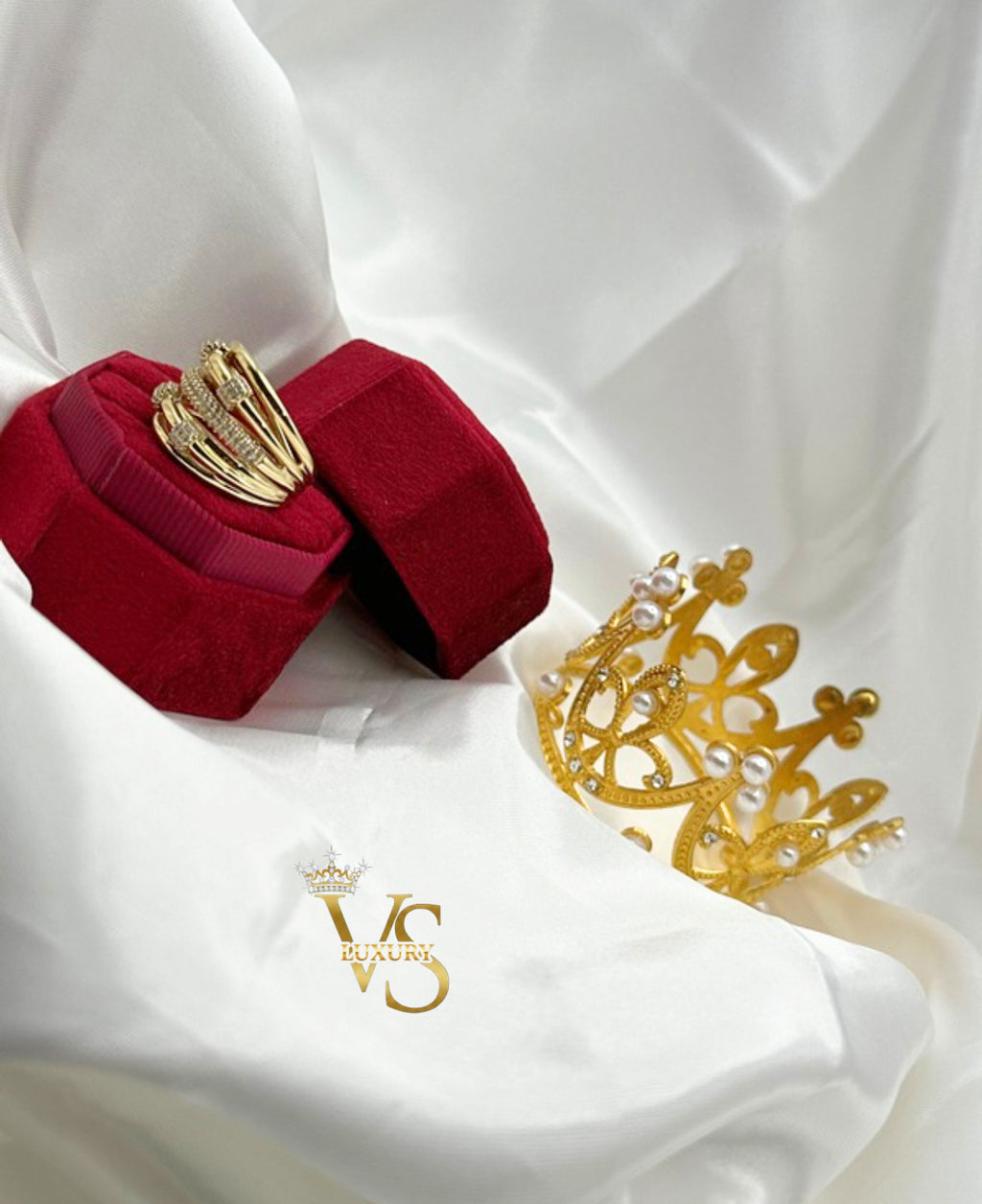 Valdes Luxury Gold Laminated 14K Multi Band Zirconia Ring High Quality Daily Wear